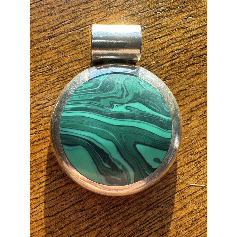 Mexico Sterling Silver Charm 925 Scrap Wear 16.4 gram Natural malachite Green